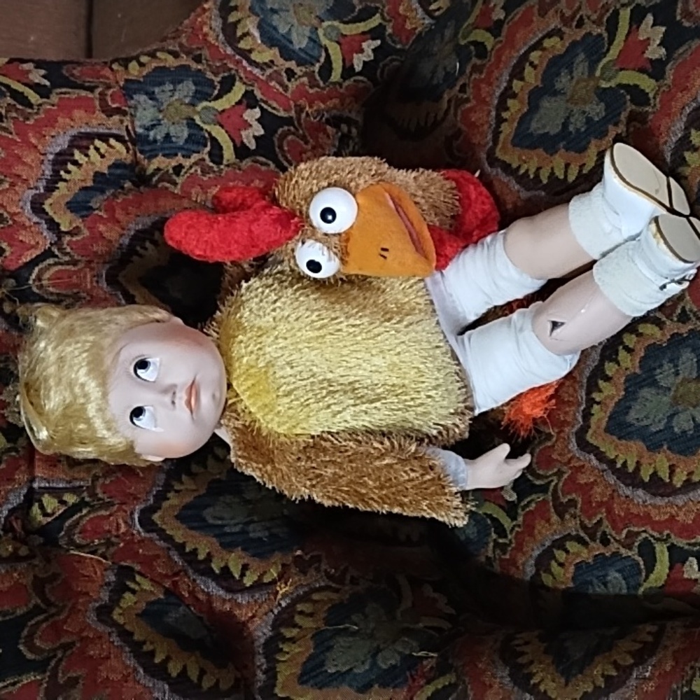 HELLO DOLLY Horrified QVC Vintage Ceramic Doll Remade In Chicken Costume